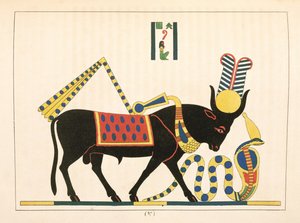 Apis-härkä, kuva Egyptin Pantheonista: Jean-Francois Champollionin kokoelma mytologisia hahmoja muinaisesta Egyptistä, julkaistu 1823-25